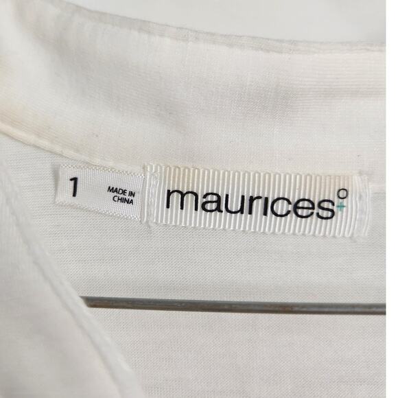 Maurices Cream Short Sleeve Top - Women's Size 1X - Picture 3 of 4